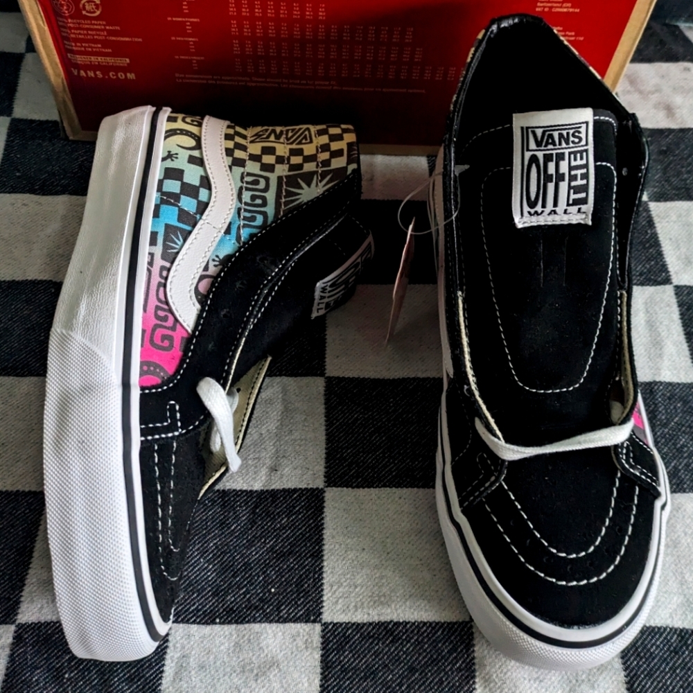 Vans Sk8-Hi Women 7.5 Black Green White Surf VN0A4UWN42K Tribal Check 2020